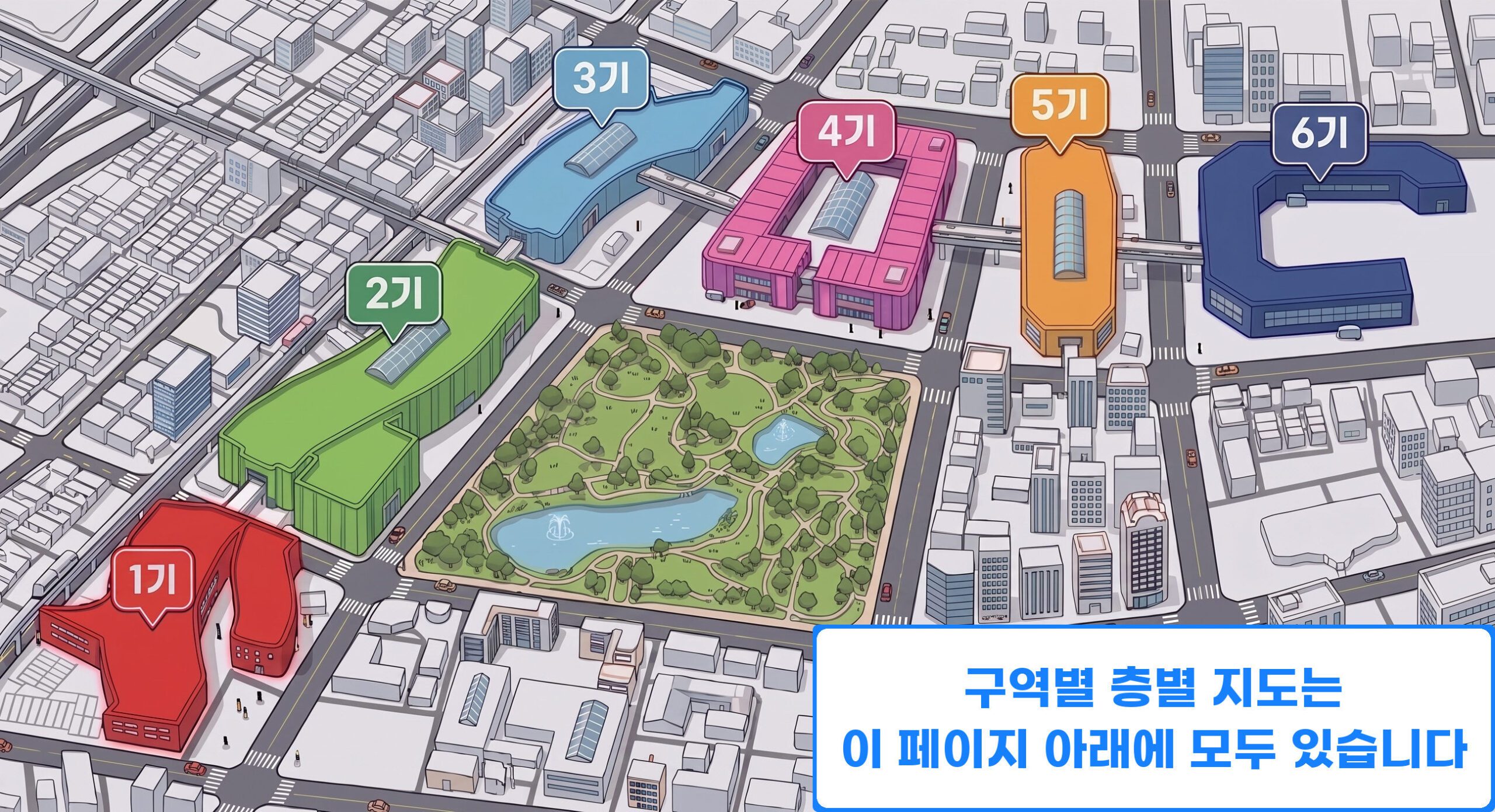 이우시장 전체 구역도 - 1기, 2기, 3기, 4기, 5기, 6기 위치와 배치
